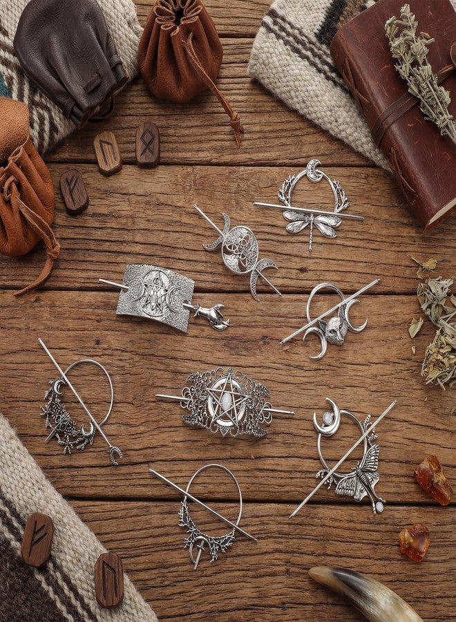 Syhood 8 Pcs Viking Celtic Hair Clips Vintage Knot Hair Stick Retro Silver Metal Celtic Barrette Hairpins Viking Jewelry Accessories for Women (Reptile) - Image 4